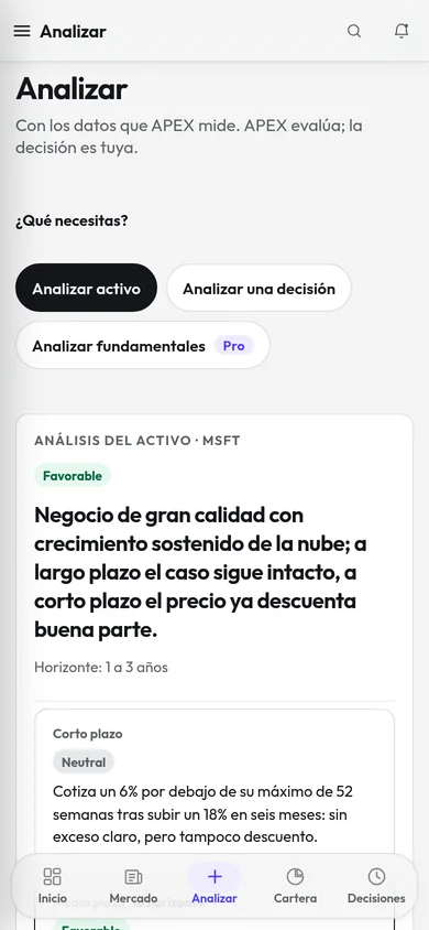 Análisis de APEX en móvil con datos de ejemplo