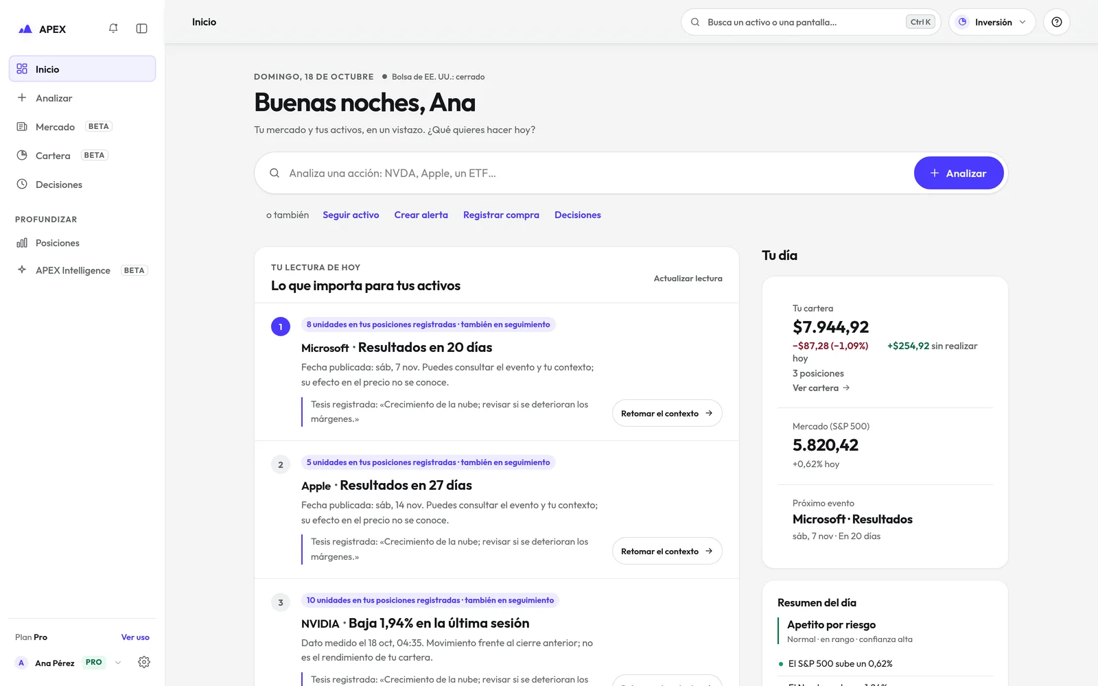 Inicio de APEX en modo Inversión